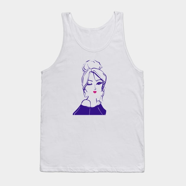 wink girl with pink lipstick Tank Top by H&G